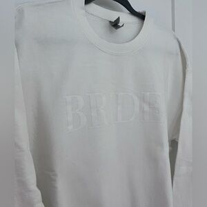Gildan White Crewneck Sweatshirt with Subtle Embossed Detail